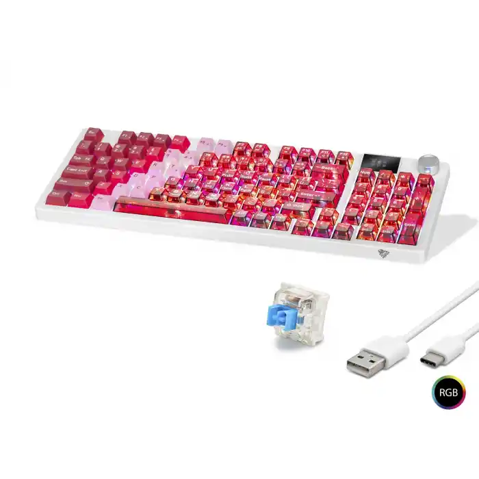 Kablosuz Mekanik Klavye Rgb Blue Switch 95 Tuş - Kırmızı Beyaz MF1705R