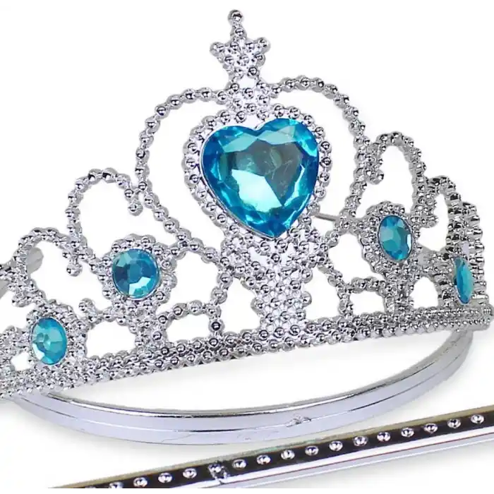 Karlar Ülkesi Mavi Kalpli Taşlı Elsa Tacı