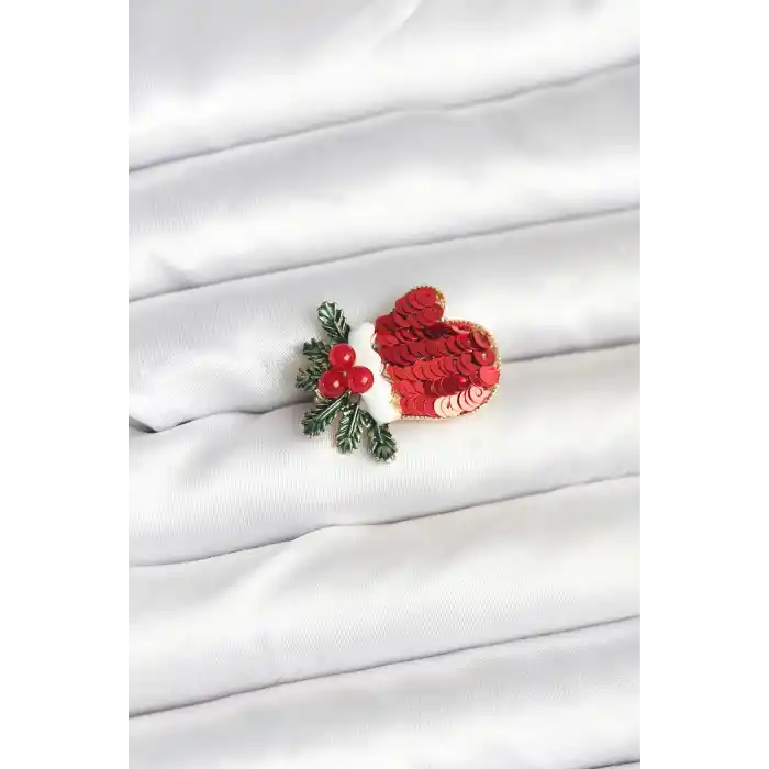 Kırmızı Model Yılbaşı Temalı Broş