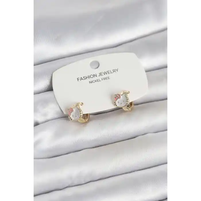 Kitty Model Gold Renk Pirinç Çocuk Küpe