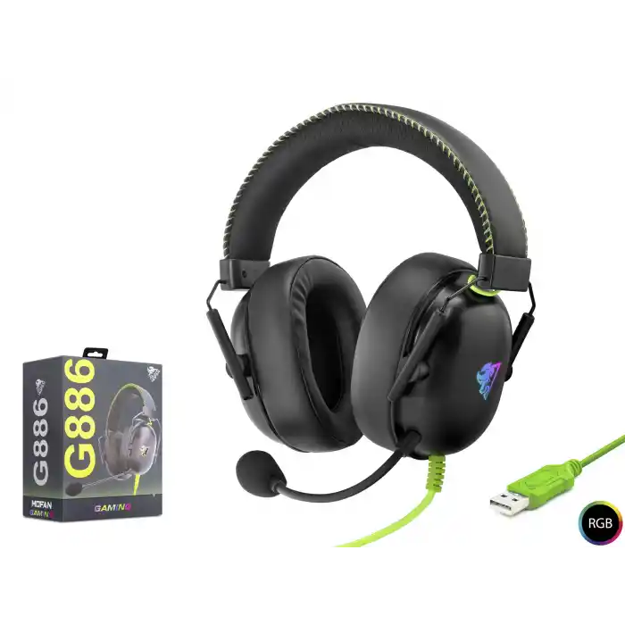 Kulaklik Usb Rgb 7.1 - Si̇yah/Yeşi̇l G886