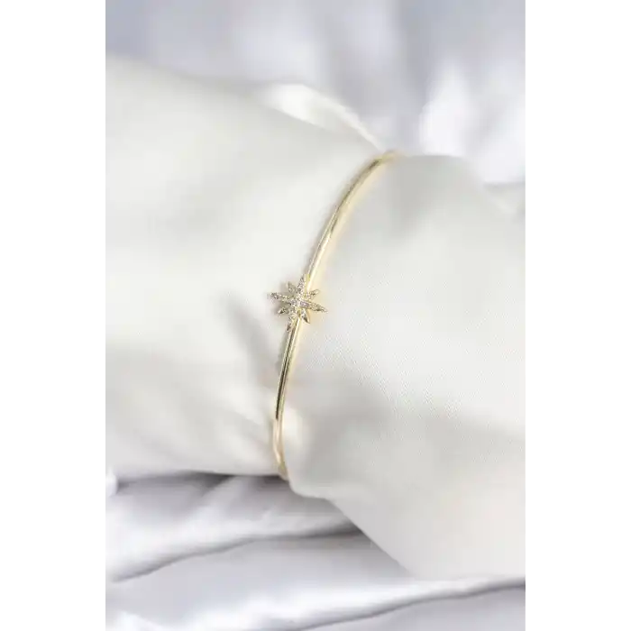 Kutup Yıldızı Figür Pirinç Gold Renk Kadın Bileklik