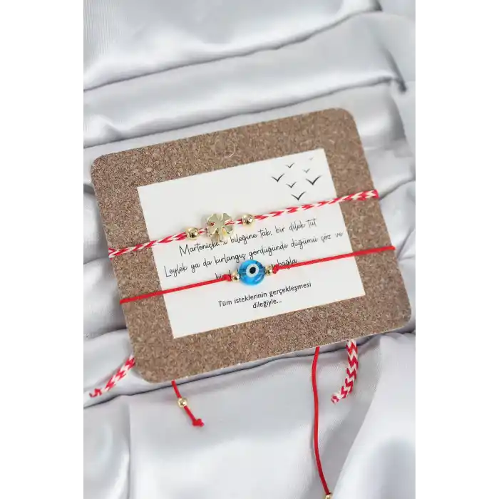 Marteniçka Bileklik 2li Yonca ve Nazarlı Model