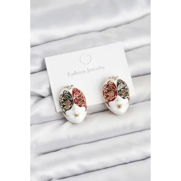 Maske Model Pirinç Kadın Küpe