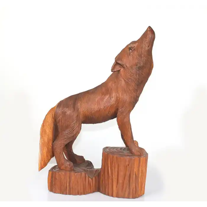 Maun Ağacı El Oyması Kurt Figürü 4Ratnı-17