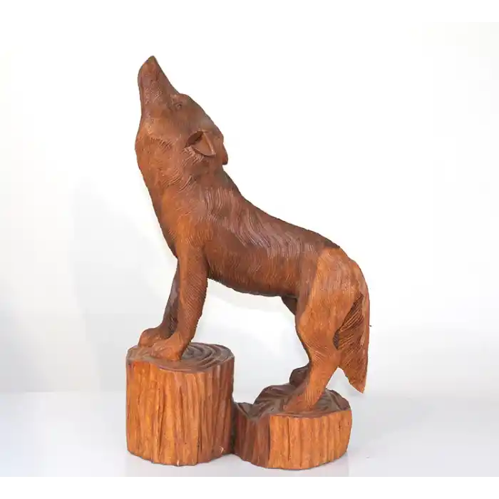 Maun Ağacı El Oyması Kurt Figürü 4Ratnı-17