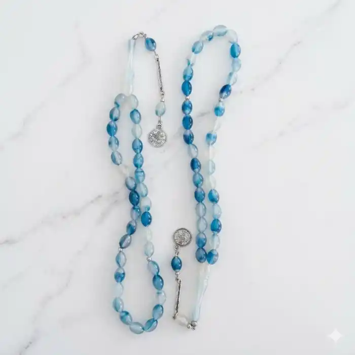 Mavi Hareli Arpa Kesim Tesbih