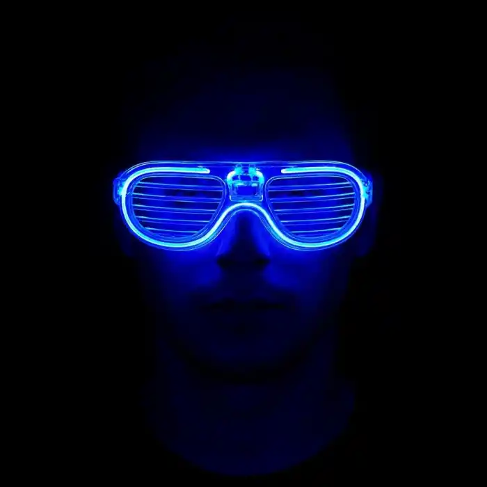 Mavi Led Işıklı Parti Gözlüğü - Neon Glow Gözlük 3 Modlu