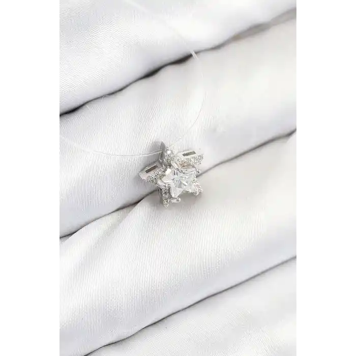 Misineli Yıldız Model Gümüş Renk Hayalet Kolye