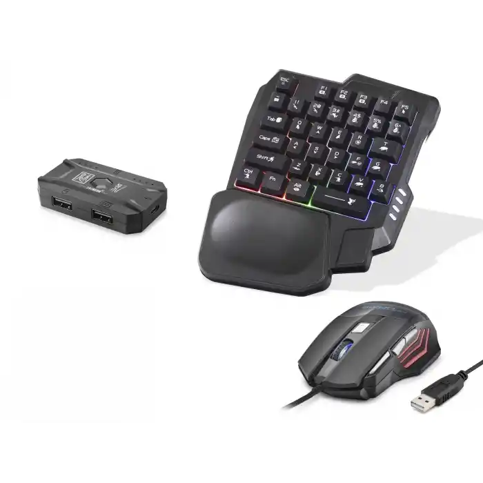 Mobil Oyun Klavye Mouse Dönüştürücü Seti Rgb Siyah K191