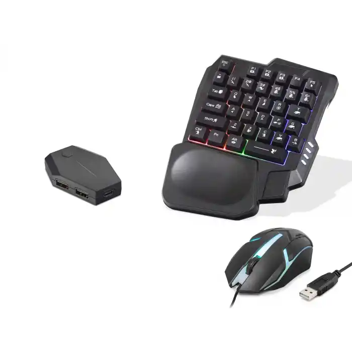 Mobil Oyun Klavye Mouse Dönüştürücü Seti Rgb Siyah ND762