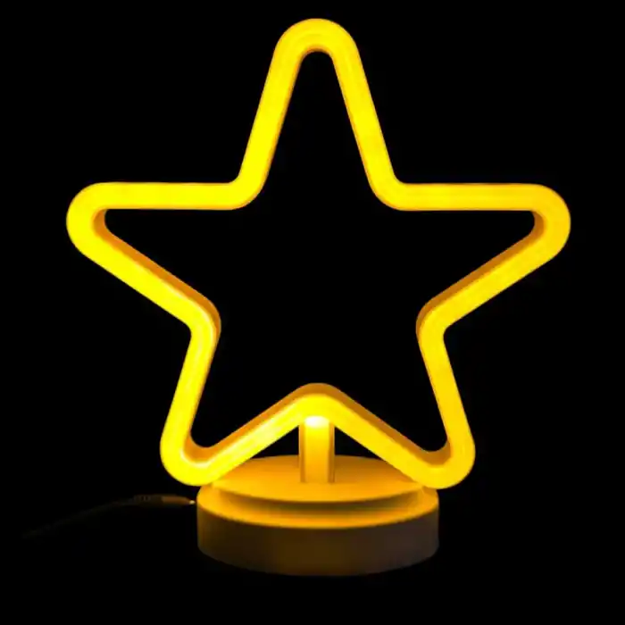 Neon Işıklı Yıldız Masa Gece Lambası Pil ve Usb
