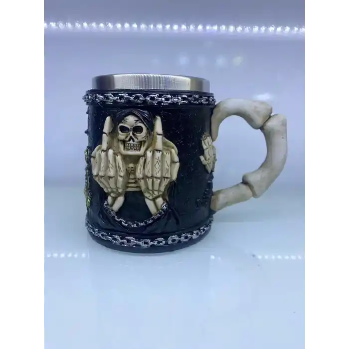 Orta Parmak Motifli çelik kupa bardak Kod 6978