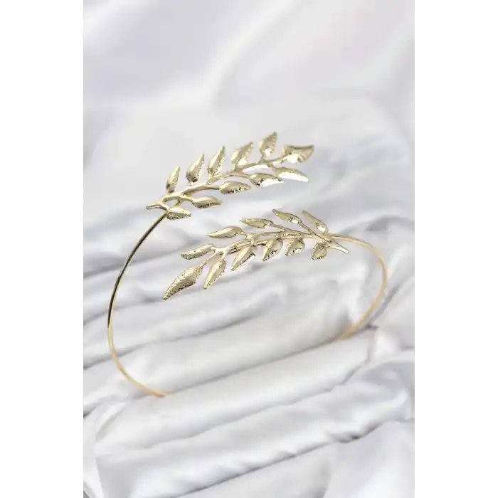 Pazu Bileklik Gold Renk Pirinç Zeytin Dalı Model