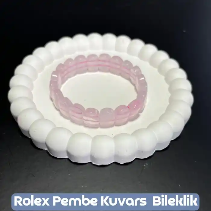 Pembe Rolex Kuvars Taş Bileklik