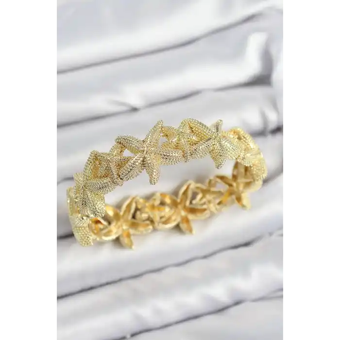 Pirinç Deniz Yıldızı Model Gold Renk Lastikli Kadın Bileklik