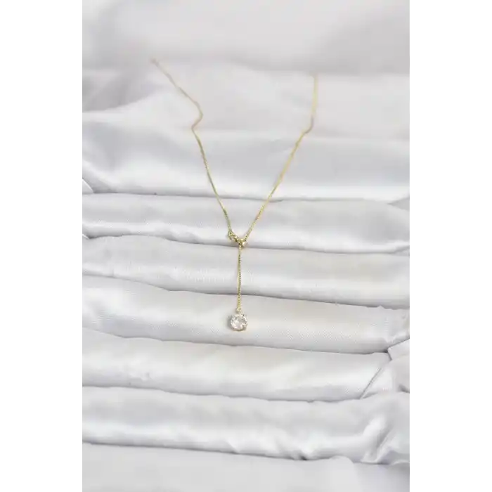 Pirinç Gold Renk Asansörlü Model Kadın Kolye