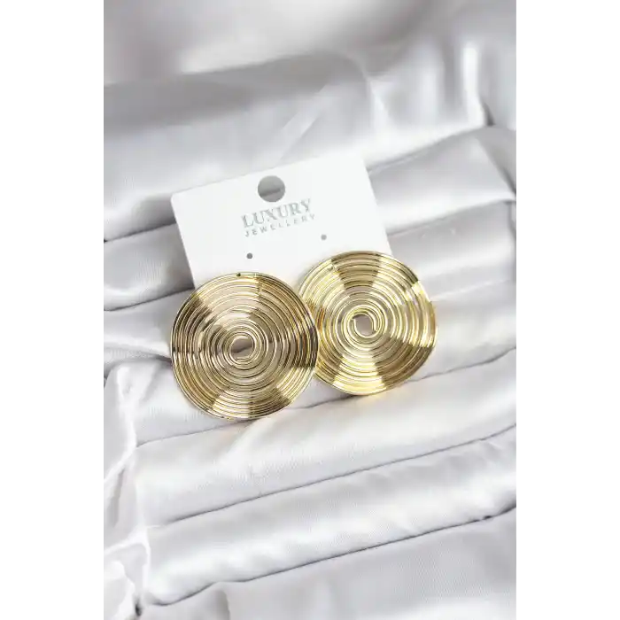 Pirinç Gold Renk Circle Model Kadın Küpe