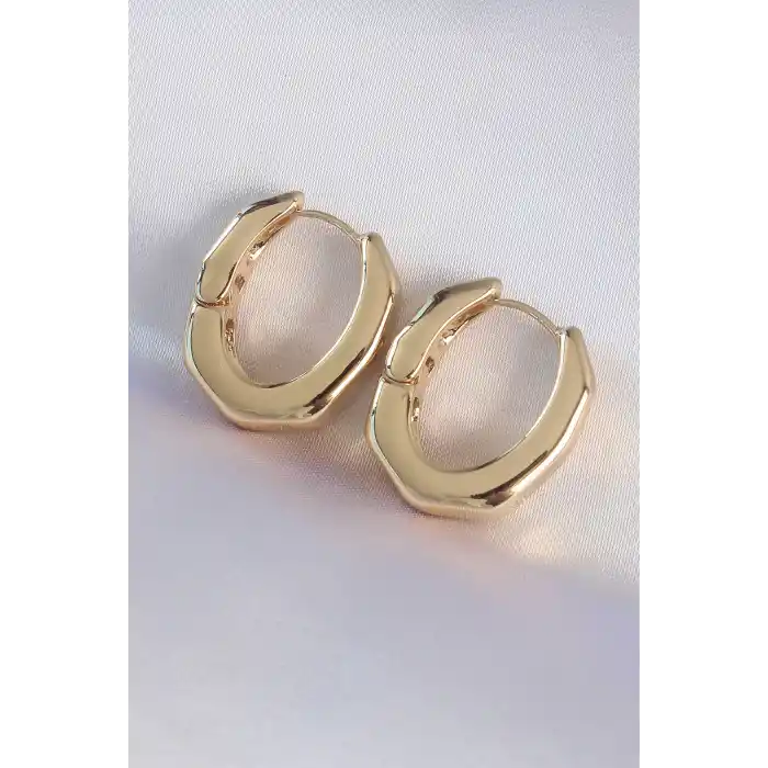 Pirinç Gold Renk Kalın Kemik Model Küpe