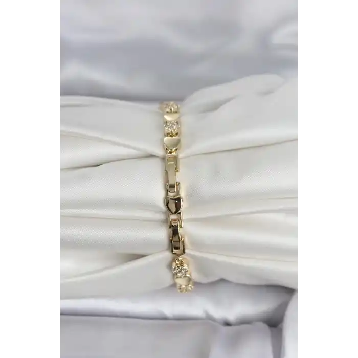 Pirinç Gold Renk Kalpli Model Kadın Bileklik