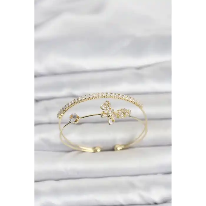 Pirinç Gold Renk Kelebek Model Kadın Bileklik