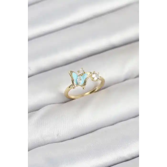 Pirinç Gold Renk Kelebek Model Kadın Yüzük