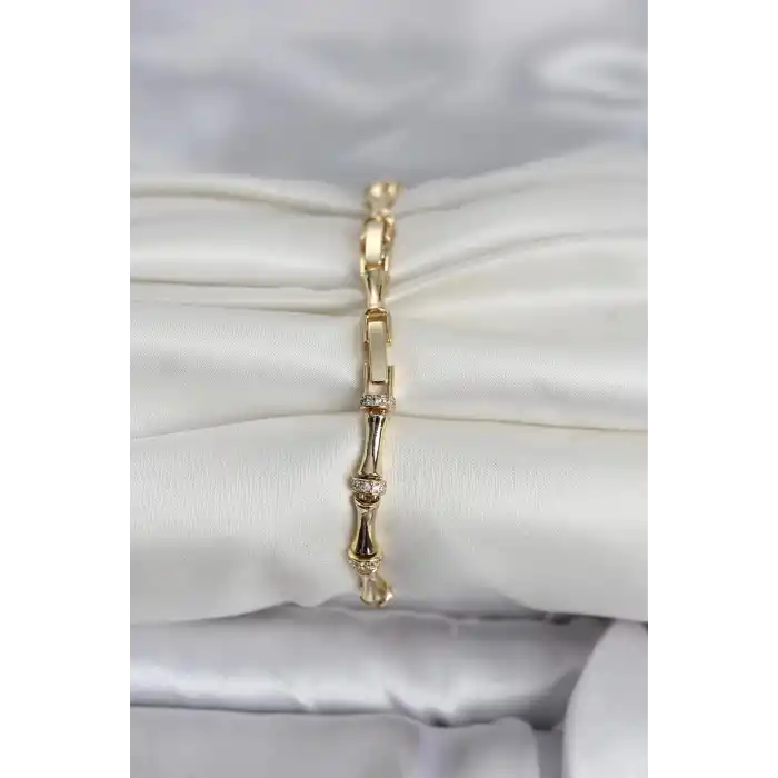 Pirinç Gold Renk Kemik Model Kadın Bileklik
