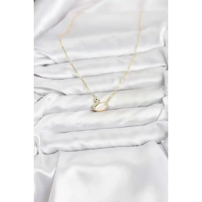 Pirinç Gold Renk Kuğu Model Kadın Kolye