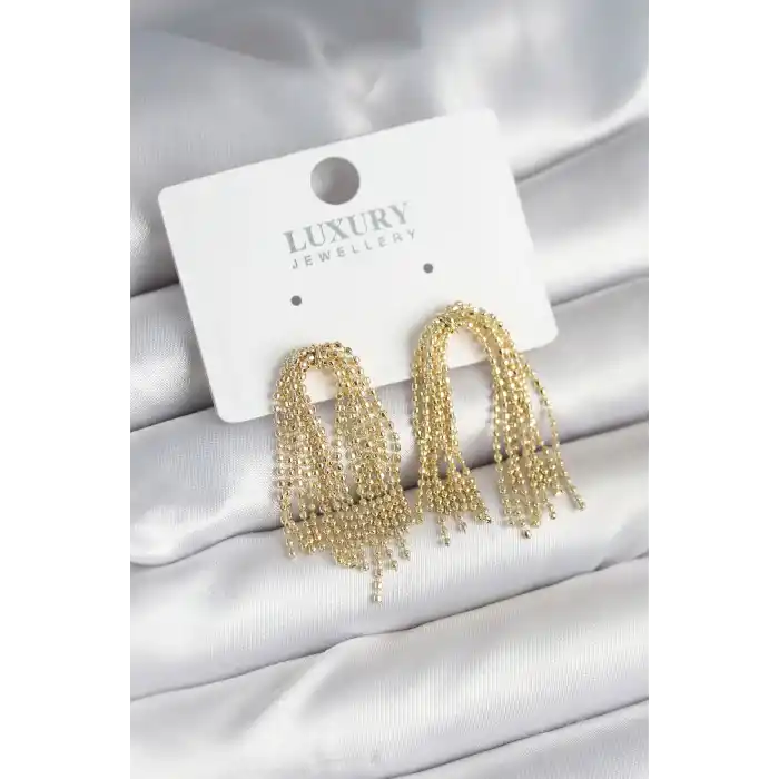 Pirinç Gold Renk Sallantılı Kadın Küpe