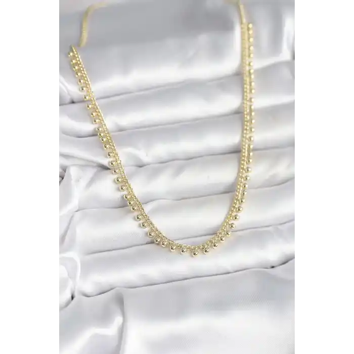 Pirinç Gold Renk Sıralı Topçuk Model Kadın Kolye