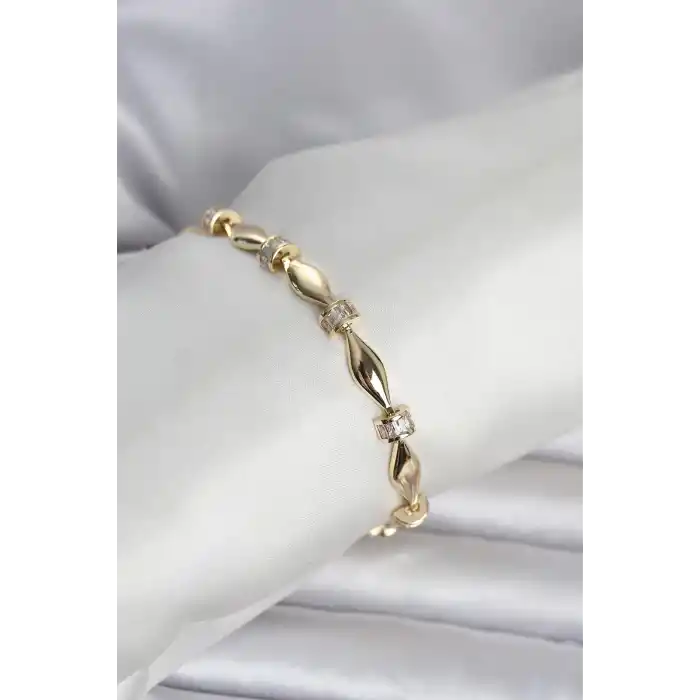 Pirinç Gold Renk Sütun Model Kadın Bileklik
