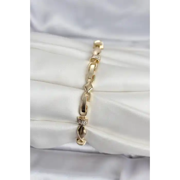 Pirinç Gold Renk Sütun Model Kadın Bileklik
