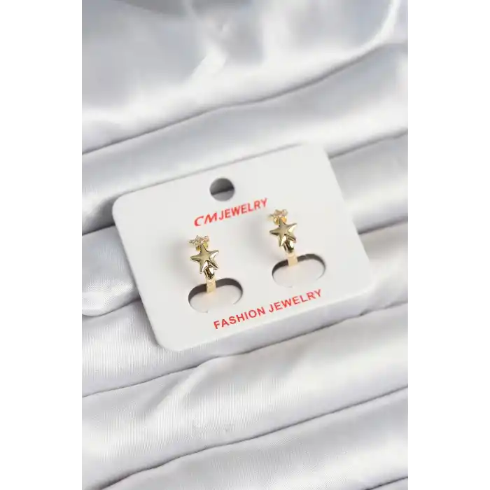 Pirinç Gold Renk Yıldız Kadın Küpe