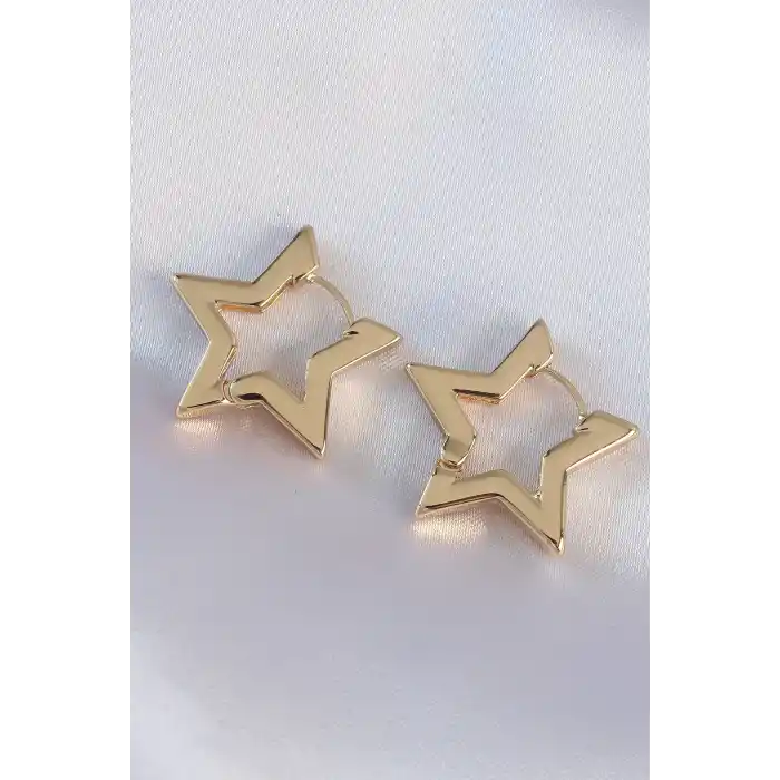 Pirinç Gold Renk Yıldız Küpe