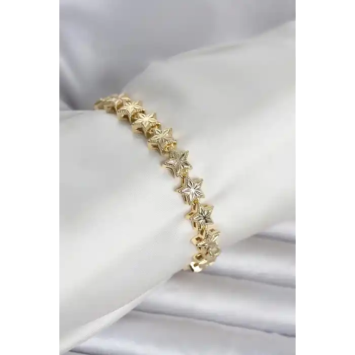 Pirinç Gold Renk Yıldız Model Kadın Bileklik