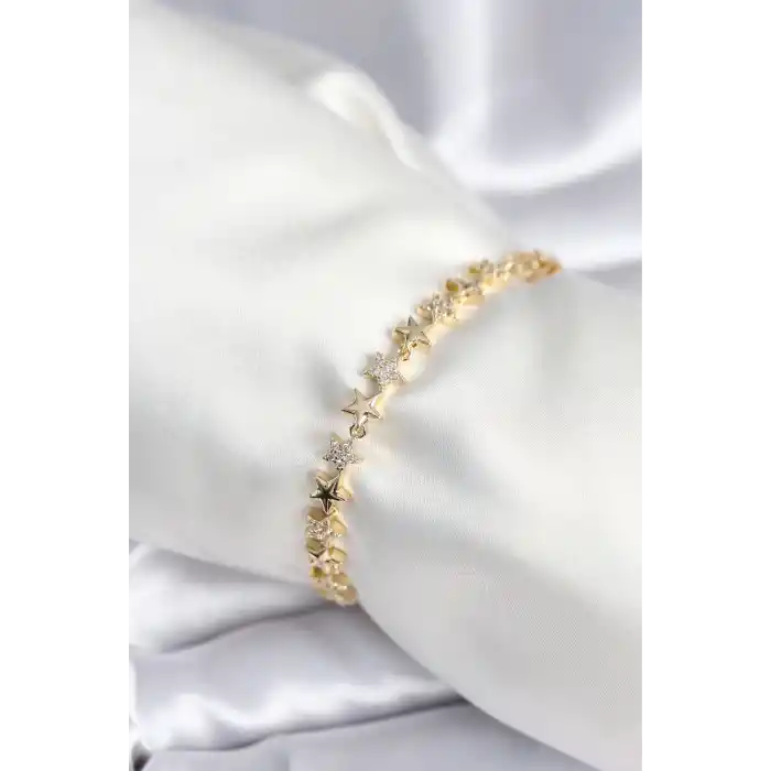 Pirinç Gold Renk Yıldız Model Kadın Bileklik