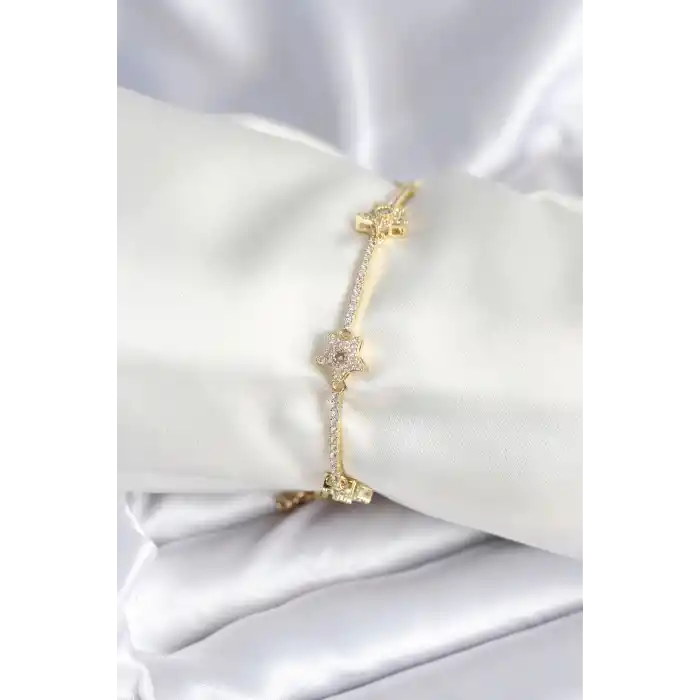 Pirinç Gold Renk Yıldız Model Kadın Bileklik