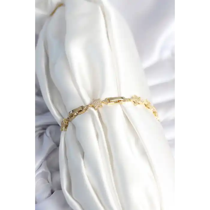 Pirinç Gold Renk Yıldız Model Kadın Bileklik