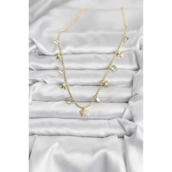 Pirinç Gold Renk Yıldız Model Kadın Kolye