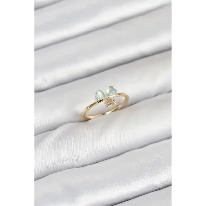 Pirinç Gold Renk Yonca Model Kadın Yüzük