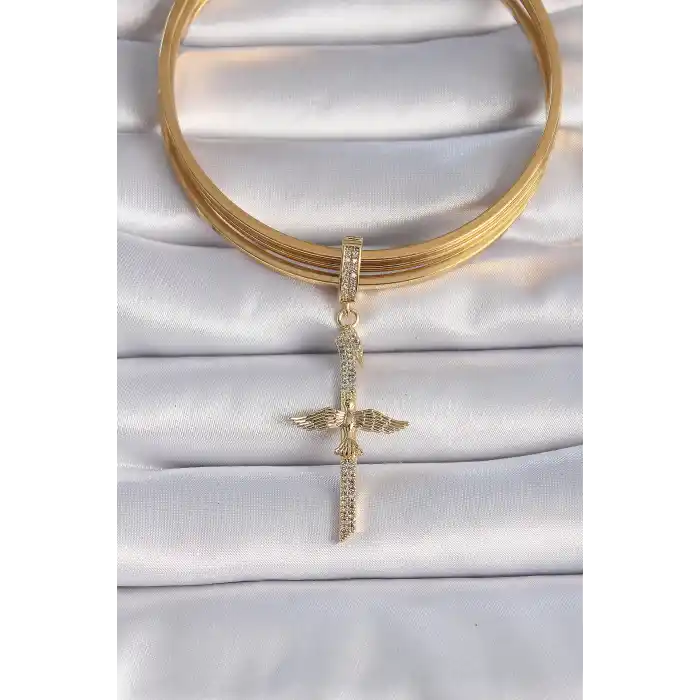 Pirinç Gold Renk Zirkon Taş Detaylı Elif Model Anka Kuşu Figür Ajda Charm