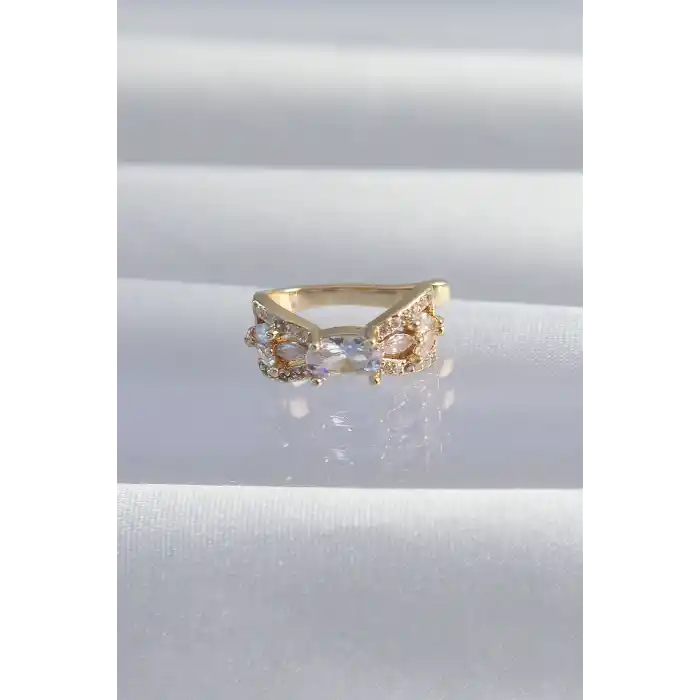 Pirinç Gold Renk Zirkon Taş Kaplama Earcuff Küpe