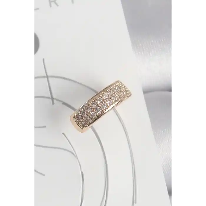 Pirinç Gold Renk Zirkon Taşlı Kadın Kıkırdak Küpe