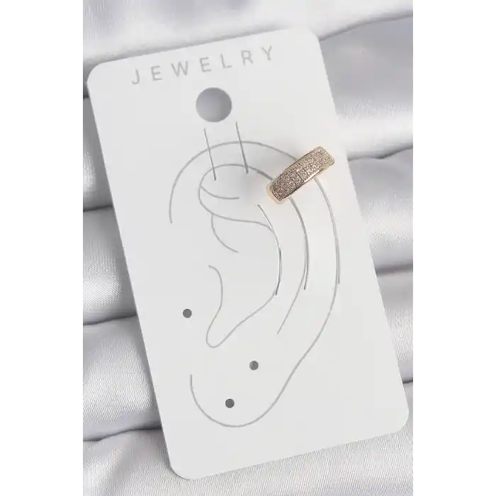 Pirinç Gold Renk Zirkon Taşlı Kadın Kıkırdak Küpe