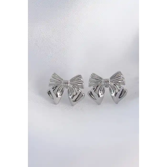 Pirinç Gümüş Renk Fiyonk Küpe