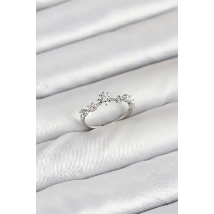 Pirinç Gümüş Renk Manifest Kadın Yüzük