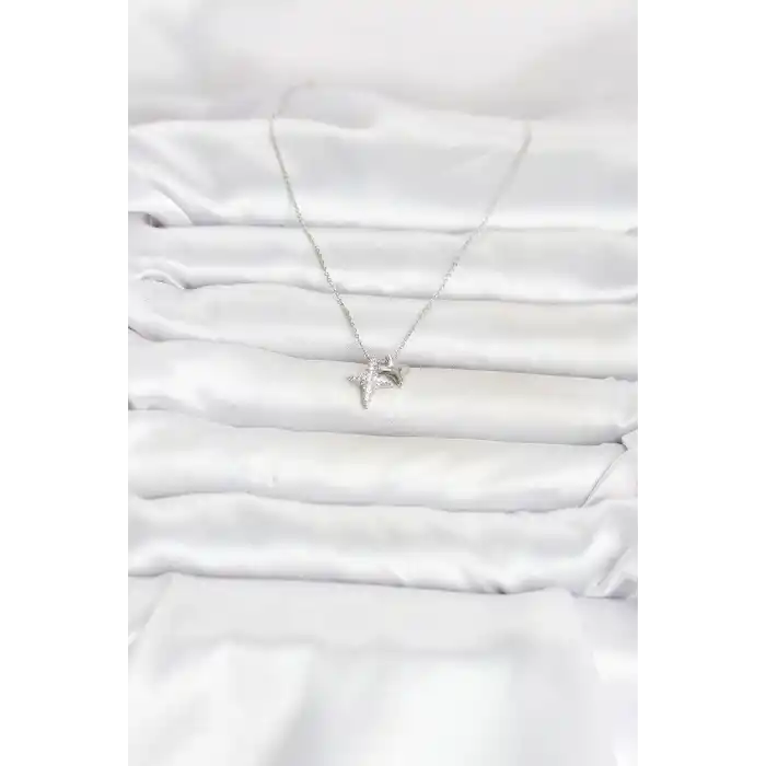 Pirinç Gümüş Renk Minimal Kutup Yıldızı Model Kadın Kolye