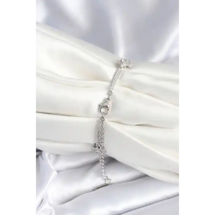 Pirinç Gümüş Renk Yıldız Model Kadın Bileklik