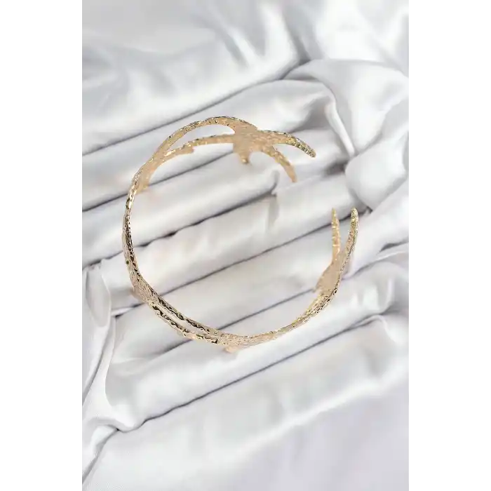 Pirinç Sıralı Deniz Yıldızı Model Gold Renk Kadın Pazu Bileklik