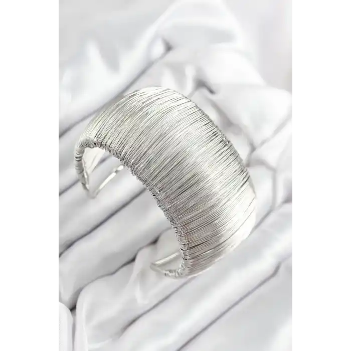 Pirinç Tel Sarma Model Gümüş Renk Kadın Bileklilk